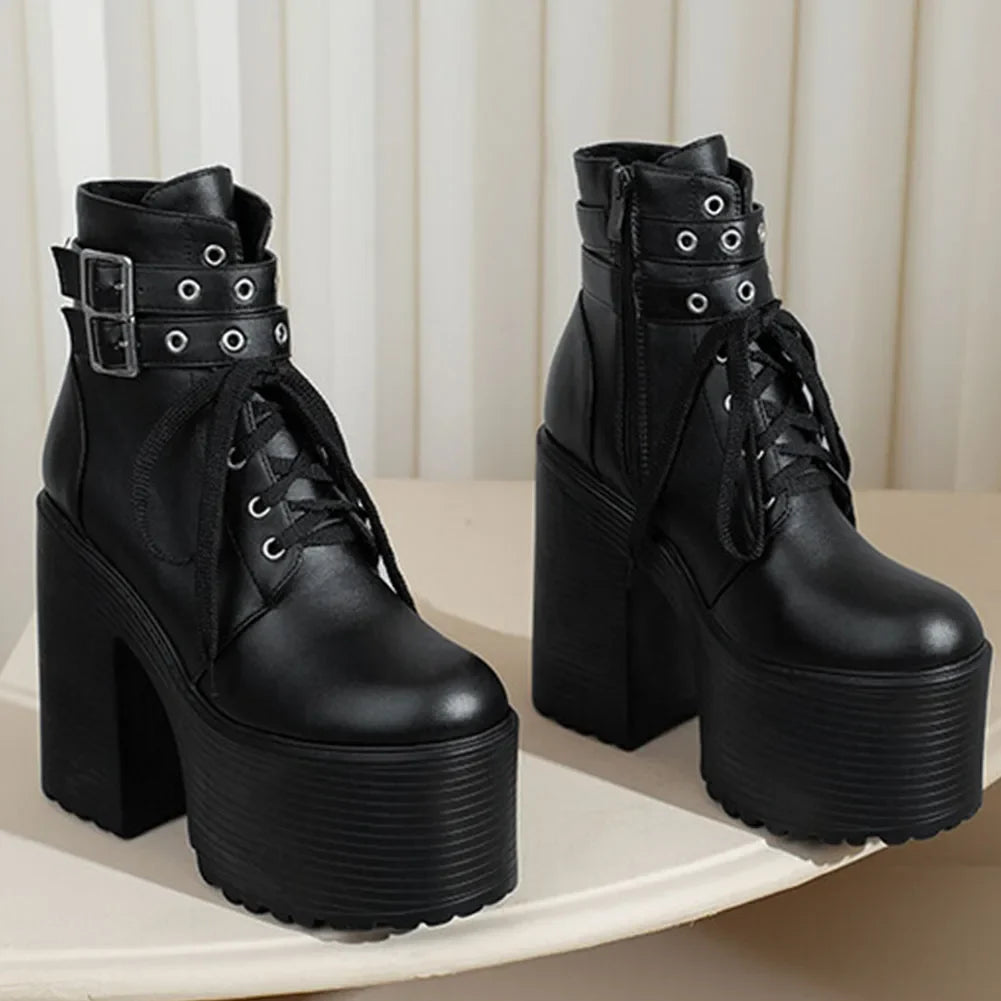 Platform Ankle Boots Brand Design Great Quality Gothic Style Comfy Cool Street Shoes Boots Big Size 43