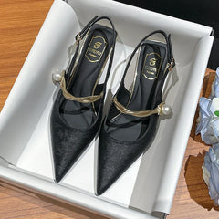 Satin Pointed Toe High Heels Sandals Green Slingback Party Muller Pumps