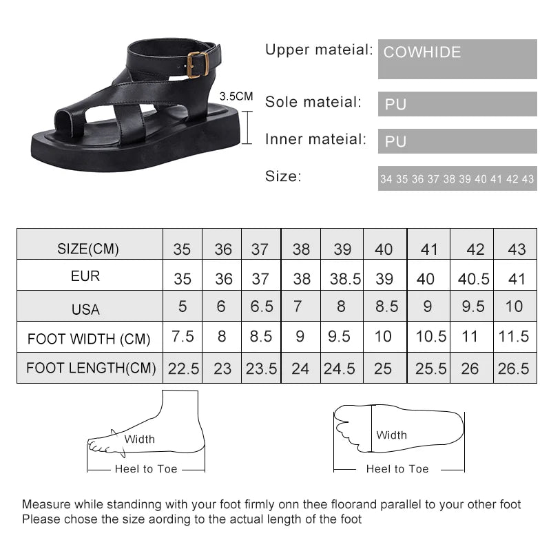 Sandals Clip Toe Sandals Genuine Leather Roman Shoes Sandals