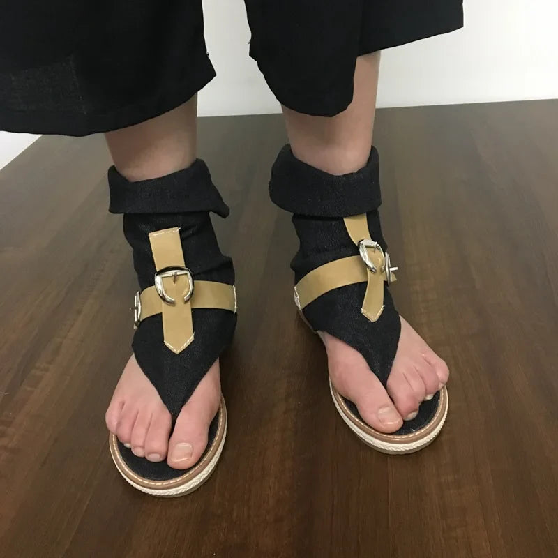 Blue Shoes Buckle Gladiator Sandals Jeans Boots booties sandalias Size 43