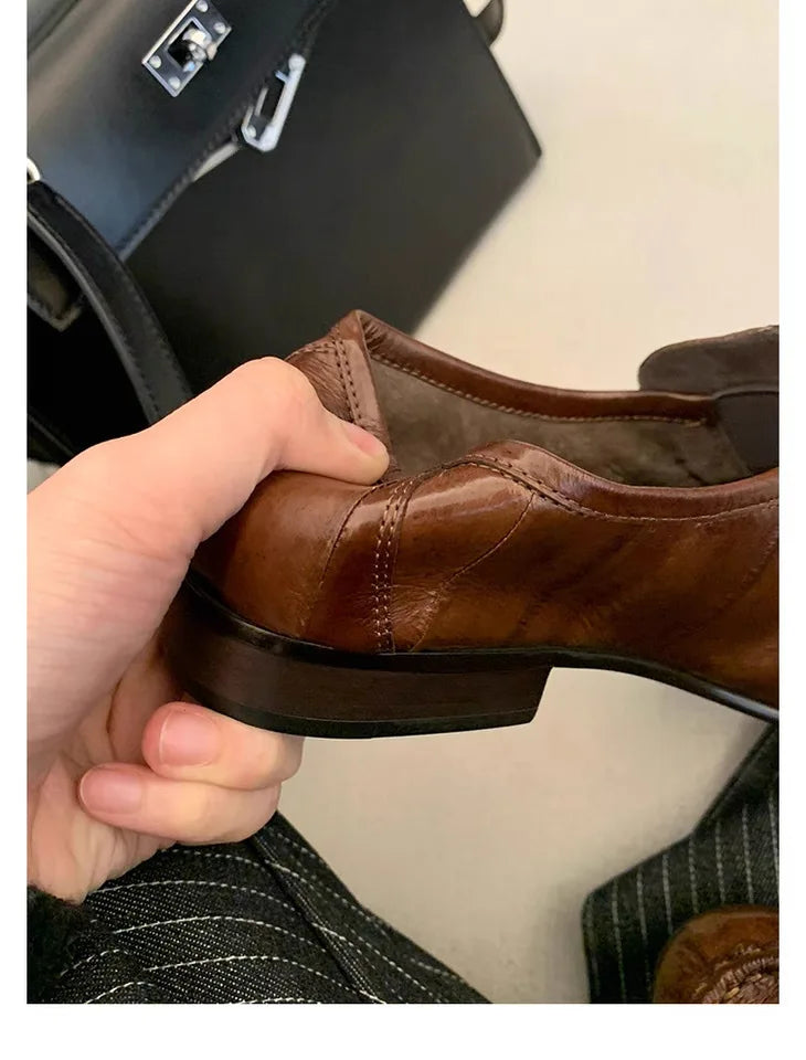 Pleated Design Loafers Comfort Low-Heel Flats