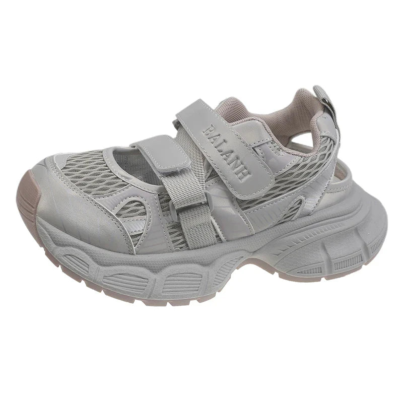Sandals Thick Bottom Hollow Head Patch Color Sports Shoes Casual Increase Breathable Non-slip Shoes