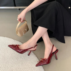 Sale Of Shoes Beige Heeled Sandals Black Pointed Comfort Girls Bow High Clear Low Fabric Casual P