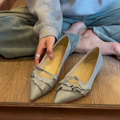 Genuine Leather Pointed Toe Flats Shoes Shallow Loafers Shoes Casual Walking Shoes Woman Sandals Trend Comfortable