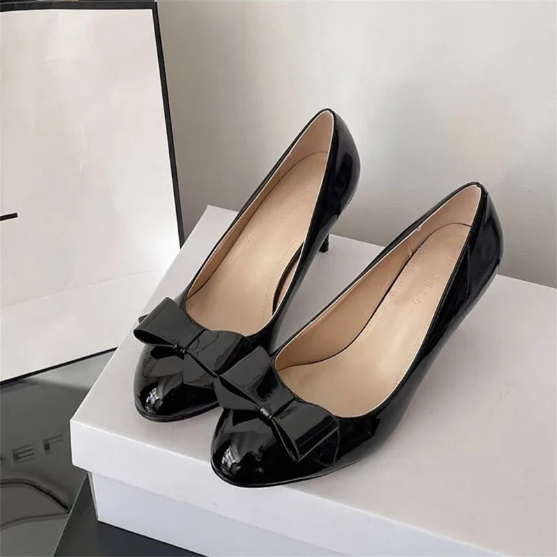 Thin High Heel Mary Jane Shoes Butterfly-knot Slip On Shoes Elegant Stripper Party Dress Pumps