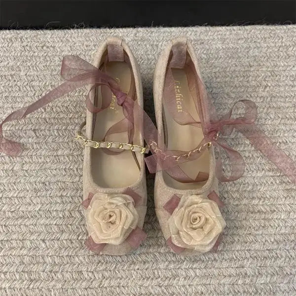 Shoes Woman Flats Modis Elegant Dress On Heels Floral Mary Janes Flower Shoes Heels