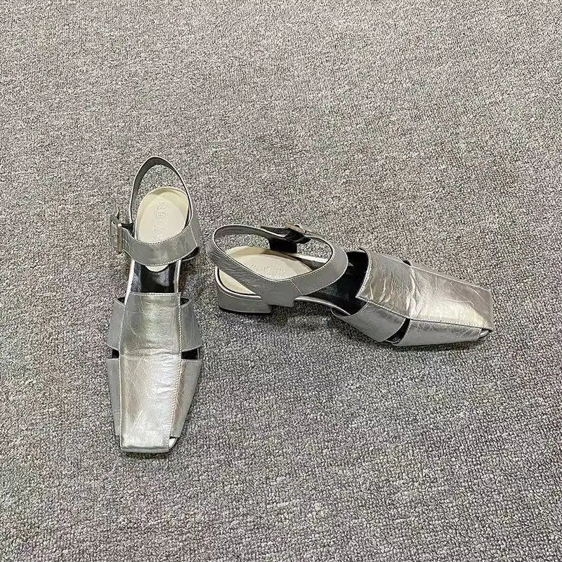 High-end Shoes High-heeled Characteristic Casual Single Shoes Thick-heeled PU Medium-heeled Shoes 2024
