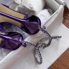 Crystal High Heels Sandals Pointed Toe Shoes Woman Slippers Party Dress Pumps Slingback Zapatos