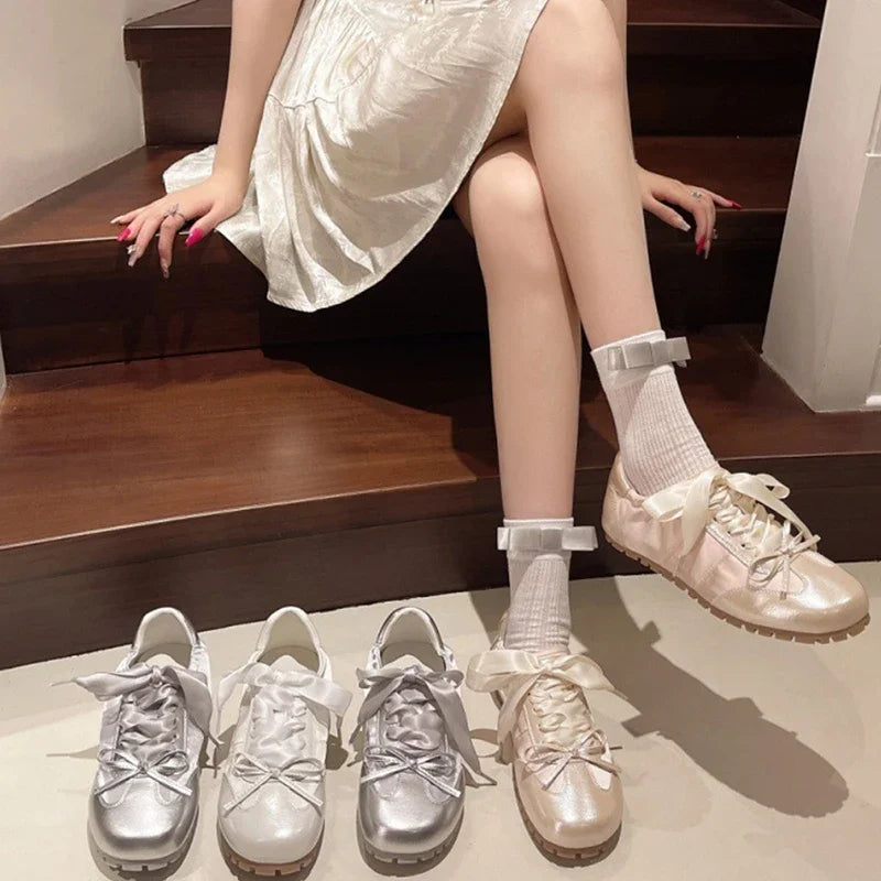 Sneakers Flats Shoes Comfort Lace Up Non Slip Flats Outdoor Walk Shoes