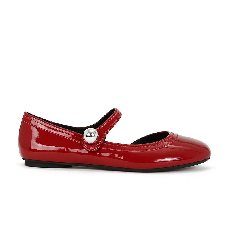 Cartoon Cute Leather Mary Jane Shoes Lolita Red Black Flat Keel Thin Shoes Girl High Quality