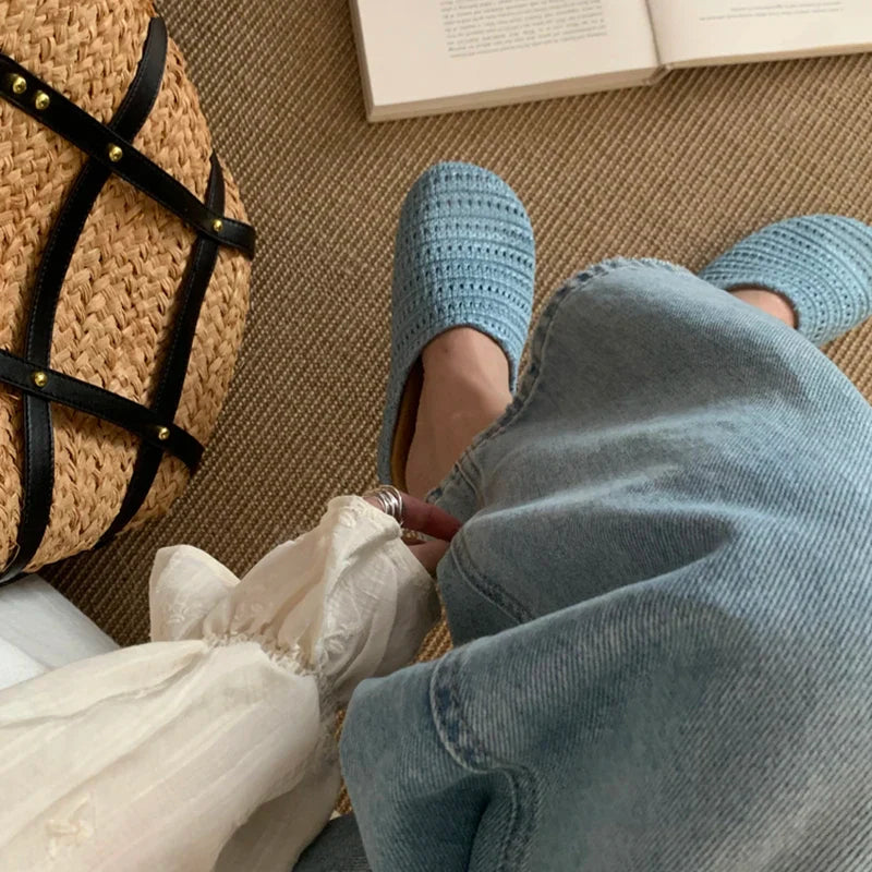 Breathable Hollow Out Mules Slippers Slip On Singbacks Shoes Casual Dress Slides