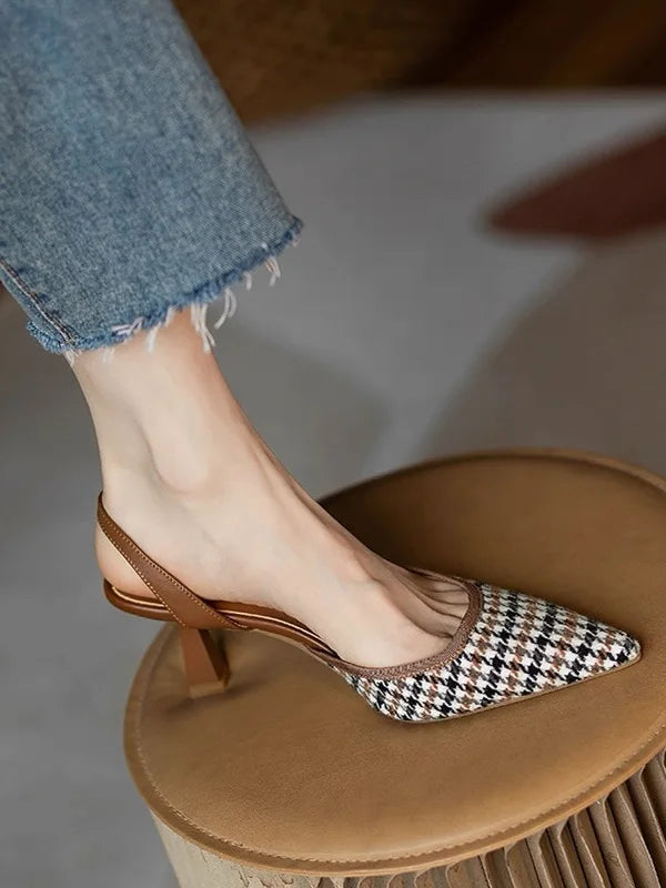 Pointed Toe Sandals Elegant Slippers High Heels Shoes Brand Slingback Shoes Dres Pumps Mujer De Slides