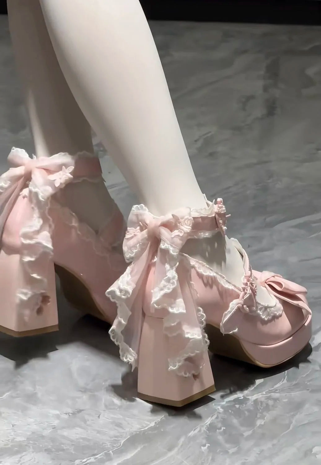 Lovely Girls Lolita Butterfly Knot High Heels Platform Shoes
