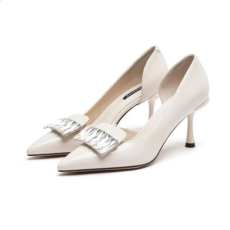 Sandal Slip-on Loafers Shoes Strappy Heels Shallow Mouth Girls Pointed Elastic Band Stiletto Fashi