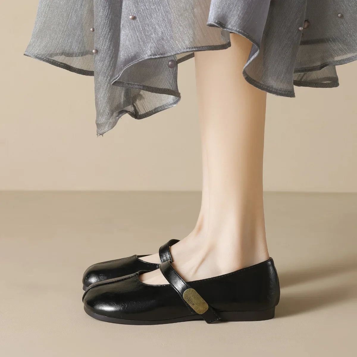 Retro Belt Strap Mary Janes Woman Lolita Flats Shoes Square Toe Cozy Slip On Loafers Solid Pu Leather Mocasines De Mujer
