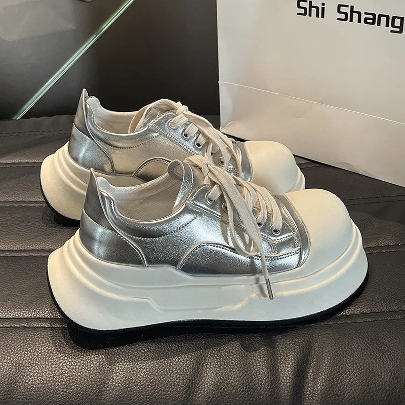 Casual Shoes Big Head Thick Bottom Lace-up Sneakers Versatile Street Style Shoes Tenis Feminino