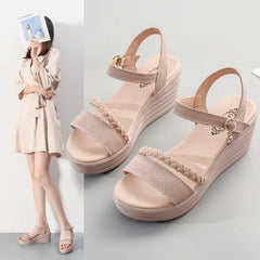 Small Size 31 32 33 41 42 43 44 Platform Wedge High Heel Shoes Open Toe Heels