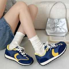 Forest System Round Toe Sneakers Trendy Mix Color Flat Shoes Retro Sports Shoes Casual Soft Sneakers