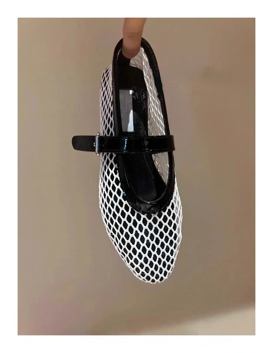 Casual Comfort Flat Mary Jane Single Shoes European and American Rivet Buckle Shoes Dance Shoes