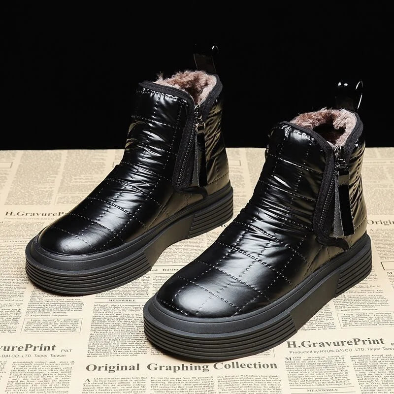 Waterproof Booties Snow Boots Boot Short Barrel Flat Shoes