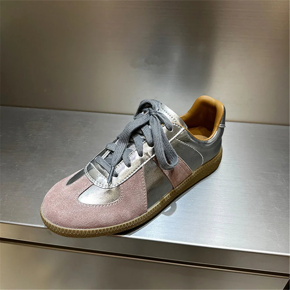 Genuine Leather Sneakers Cross-tied Comfort Casual Flats Shoes Woman High Quality Sport Shoes Sneakers