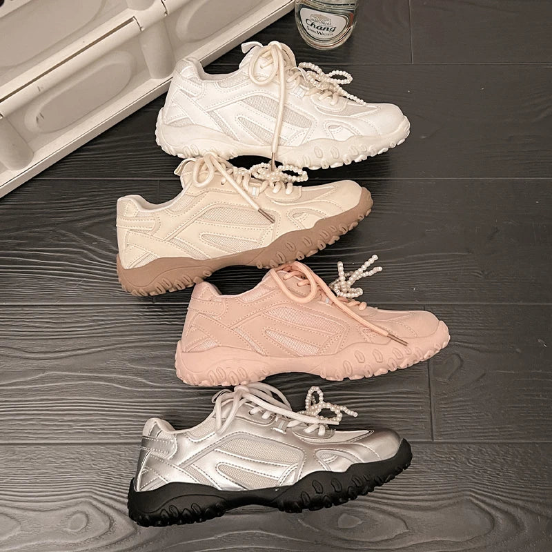 Sport Mesh Sneakers Breathable Shoes Casual Running Mujer Zapatos Lace Up Walking Sandals Mujer