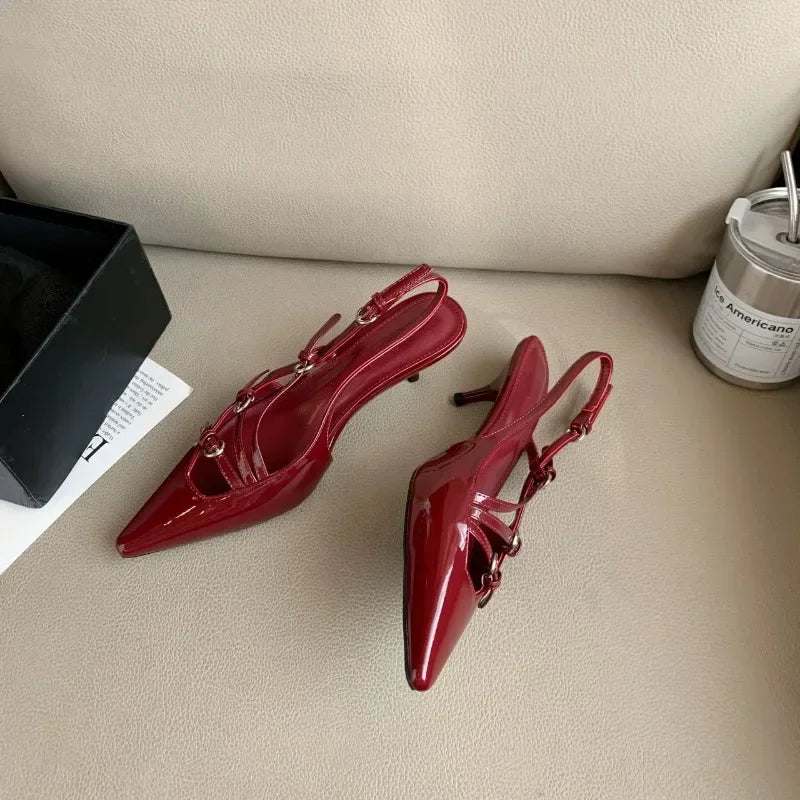 Shoes Slingbacks High Heels Mary Janes Dress Pumps Pointed Toe Buckle Strap Thin Heels Shoes