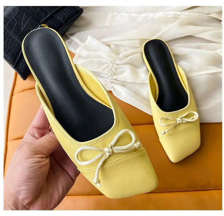 Baotou Half Slippers Outerwear Super Fire Half Top Satin Mill Shoes Thailand Beach Cool Slippers Lazy Shoes