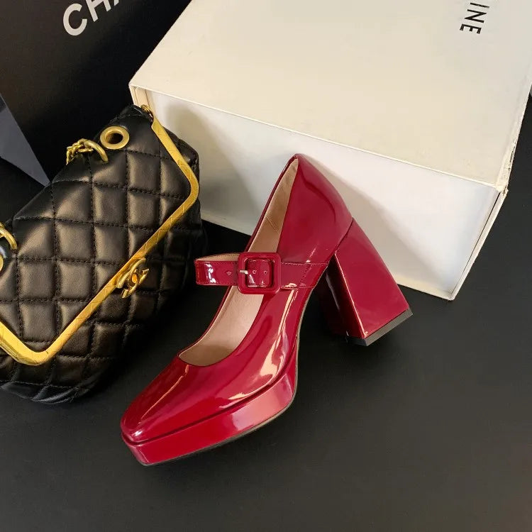 Red Patent Leather Mary Jane Pumps