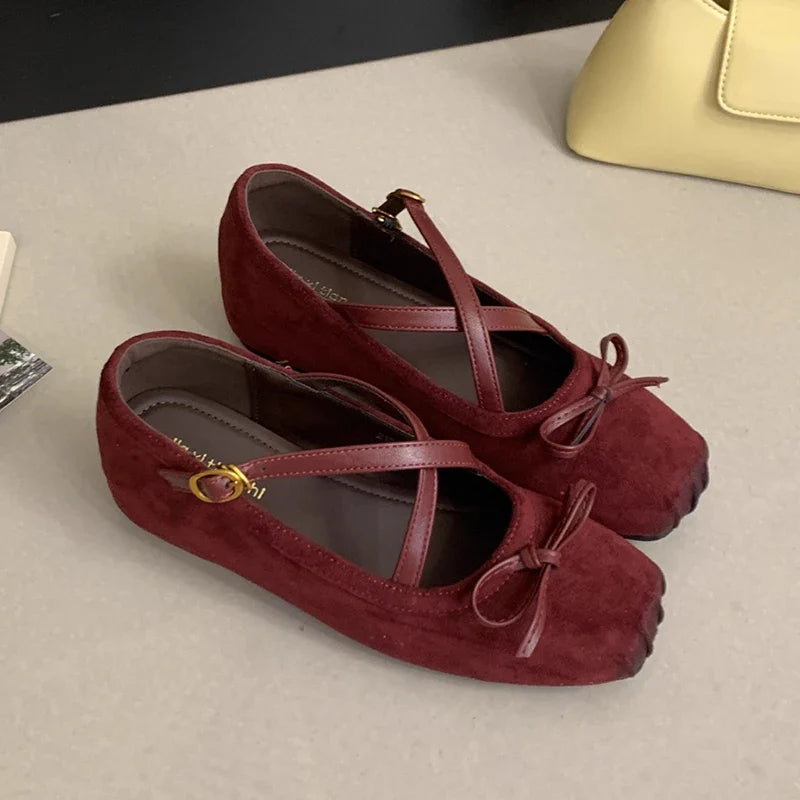 Bow Mary Jane Shoes Flats Ballet Shoes Casual Square Toe Sandals Trend Running Hiking Shoes Dress Sandalias