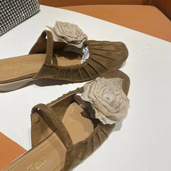 Half Slipper Mary Jane Shoes Elegant Mules Shoes Low Heel Sandal Outdoor Slipper