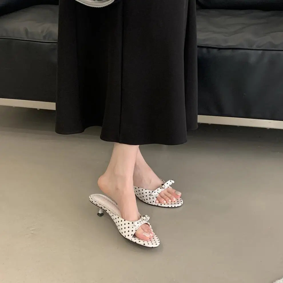 String Bead High-Heeled Shoes Ladys Slippers Outdoor Slides Pantofle Butterfly-Knot Low Rubber Flip Flops Hawaiian PU