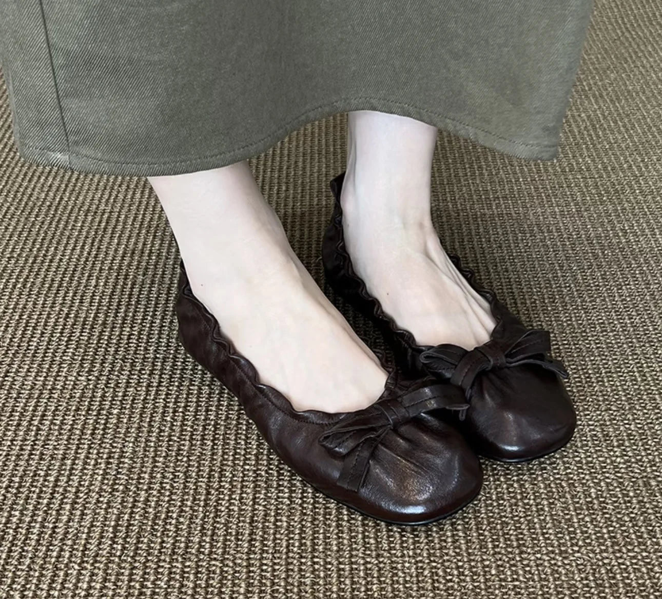 Mary Janes Shoes Ballet Versatile Bow Single Shoes Elegant Daily Dress Flat Shoes Zapatos De Mujer