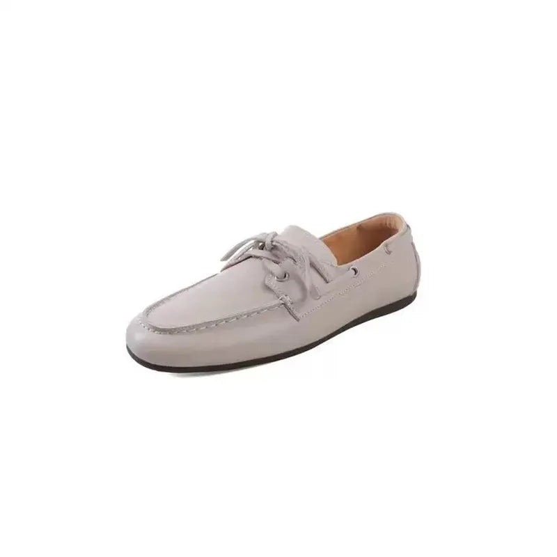 Leather Flats Shoes Loafers Round toe Vintage Suede Leather Casual British Style Flat Single Shoes