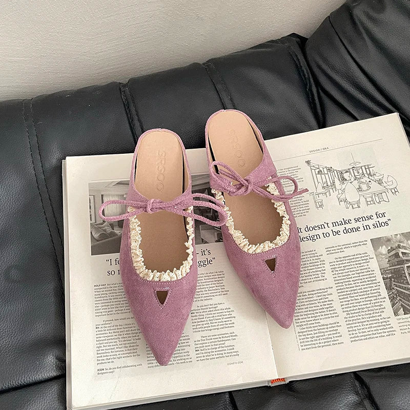 Pointed Toe Mules Slippers Casual Dress Street Style Slip On Shoes