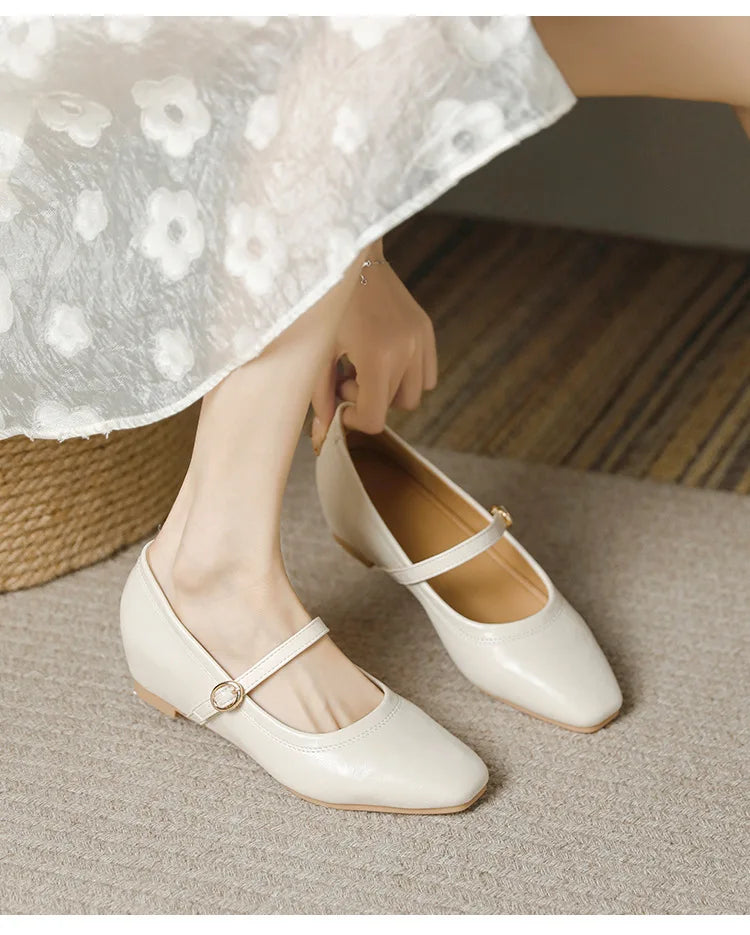 mary janes shoes woman height increasing flats soft leather ankle belt mocasines elevator shoes zapatos de mujer 2025