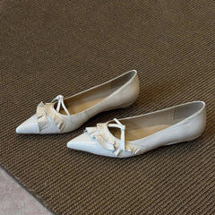 Genuine Leather Pointed Toe Flats Shoes Shallow Loafers Shoes Casual Walking Shoes Woman Sandals Trend Comfortable