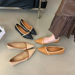 Elegant Pointed Toe Comfort Soft Leather Wedge Shoes Shoes Office Flats Loafers