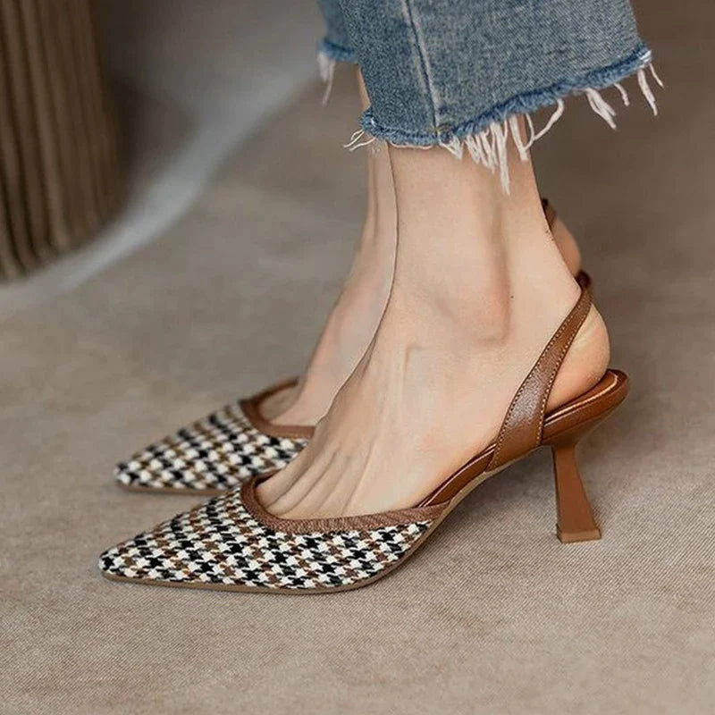 Pointed Toe Sandals Elegant Slippers High Heels Shoes Brand Slingback Shoes Dres Pumps Mujer De Slides