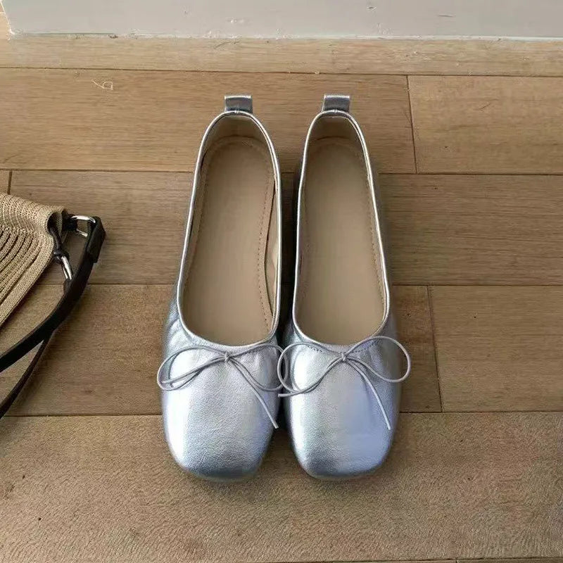Flats Soft Leather Eelgant Brand Round Toe Shallow Slip On Casual Ballet Shoes