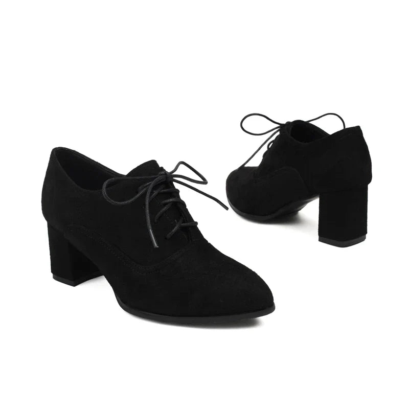 Bohemian Style Printed Fabric Lace Up High Heeled Shoess Round Toe Cross Tied Pumps Casual Oxfords 35-48
