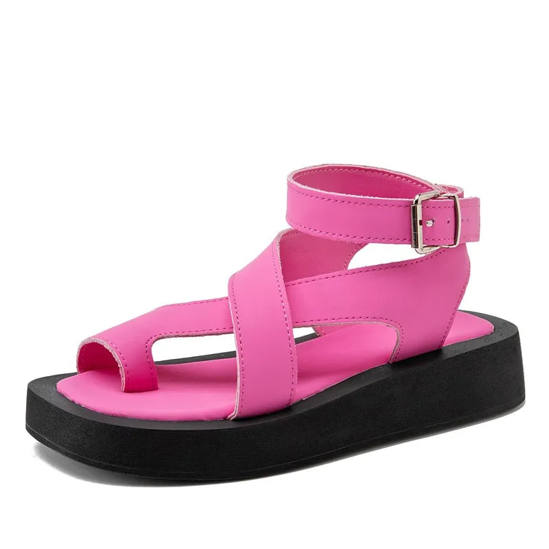 Sandals Clip Toe Sandals Genuine Leather Roman Shoes Sandals
