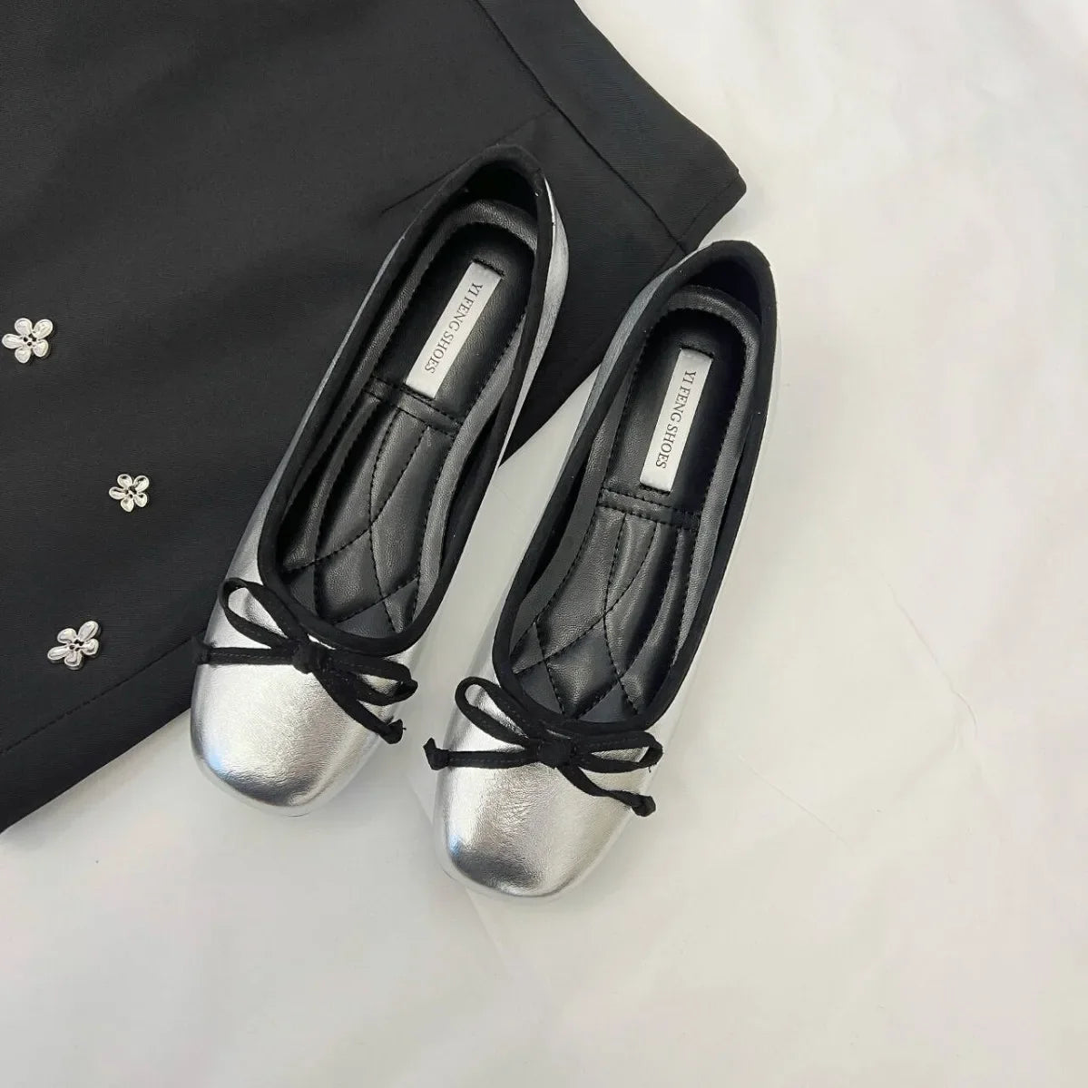 Increase Height 5cm Round Toe Bow-knot Sweet Ballet Shoes Office Woman Shallow Mouth Mary Jane Shoes