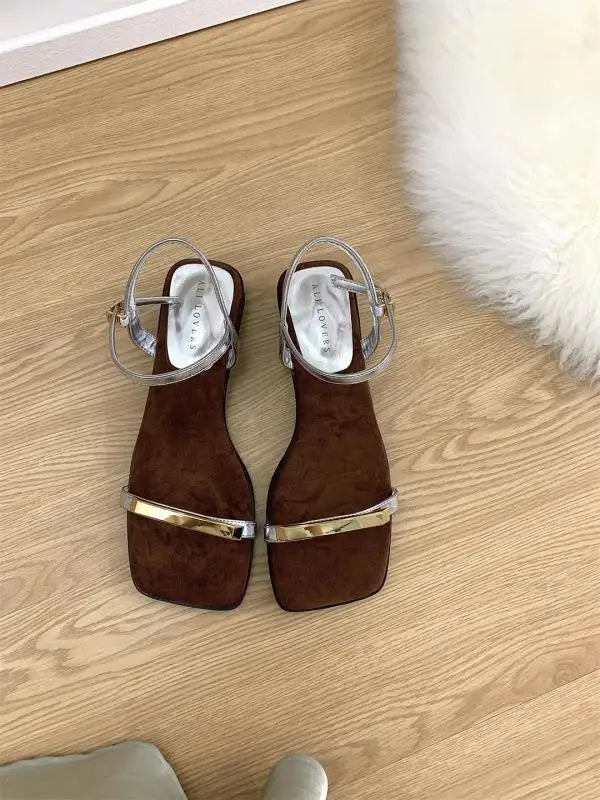Sandals Block Heels Clear Shoes Suit Beige Buckle Strap Open Toe Chunky Low Black Comfort Girls Peep PU