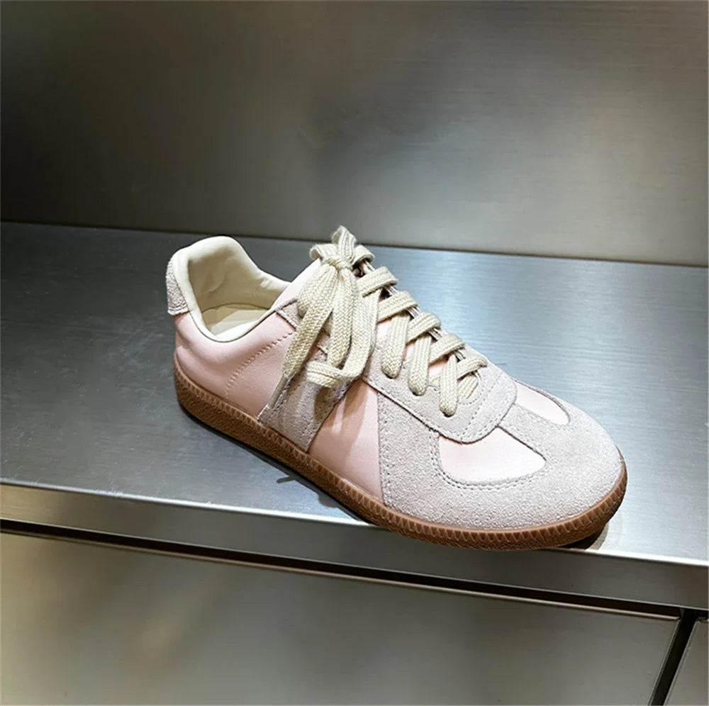 Genuine Leather Sneakers Cross-tied Comfort Casual Flats Shoes Woman High Quality Sport Shoes Sneakers