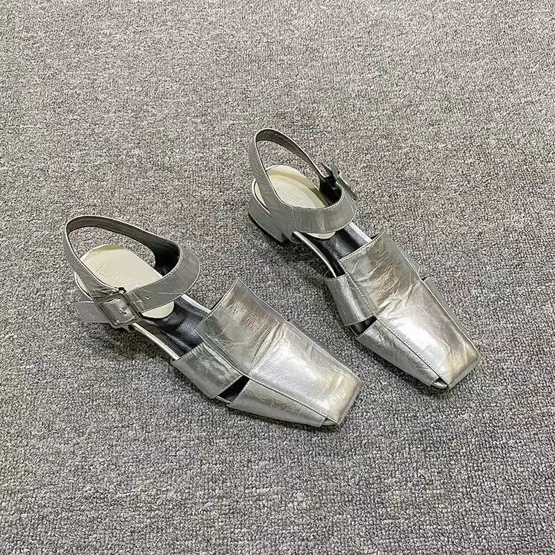 High-end Shoes High-heeled Characteristic Casual Single Shoes Thick-heeled PU Medium-heeled Shoes 2024