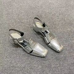 High-end Shoes High-heeled Characteristic Casual Single Shoes Thick-heeled PU Medium-heeled Shoes 2024
