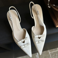 Bowknot Strap Thin Heeled Shoes Hollow Pointed Fine High Heels Wedding Banquet Shallow Mouth Sandals