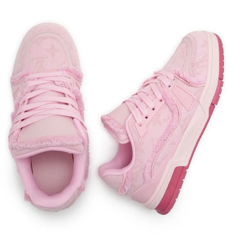 Casual Sneakers Popular Niche Vintage Skateboard All Match Shoes Couple Style Pink Sneakers