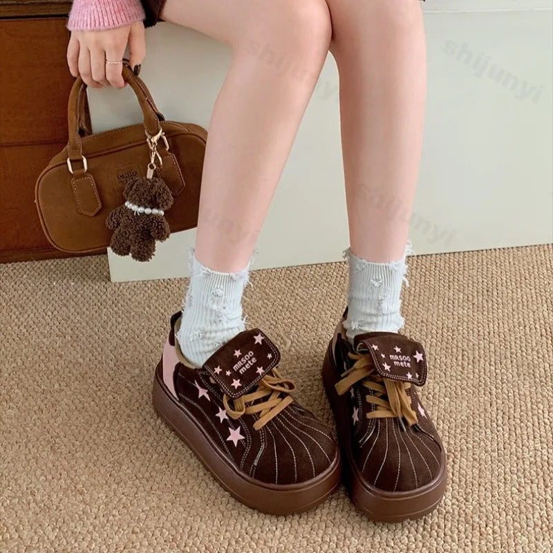 Vintage Low Top Thick Soled Increase Vulcanize Shoes
